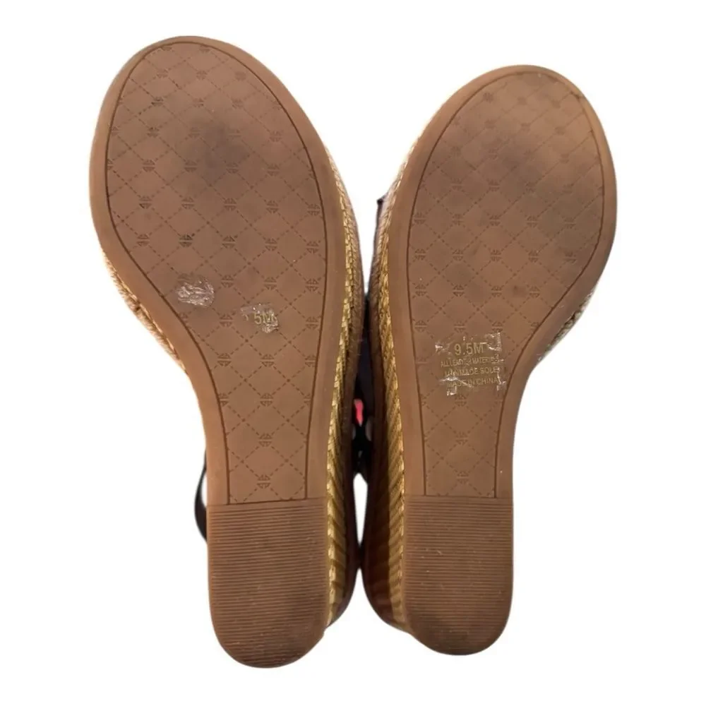 Antonio Melani Women’s Brown Leather Woven Wedge Sandals 9.5